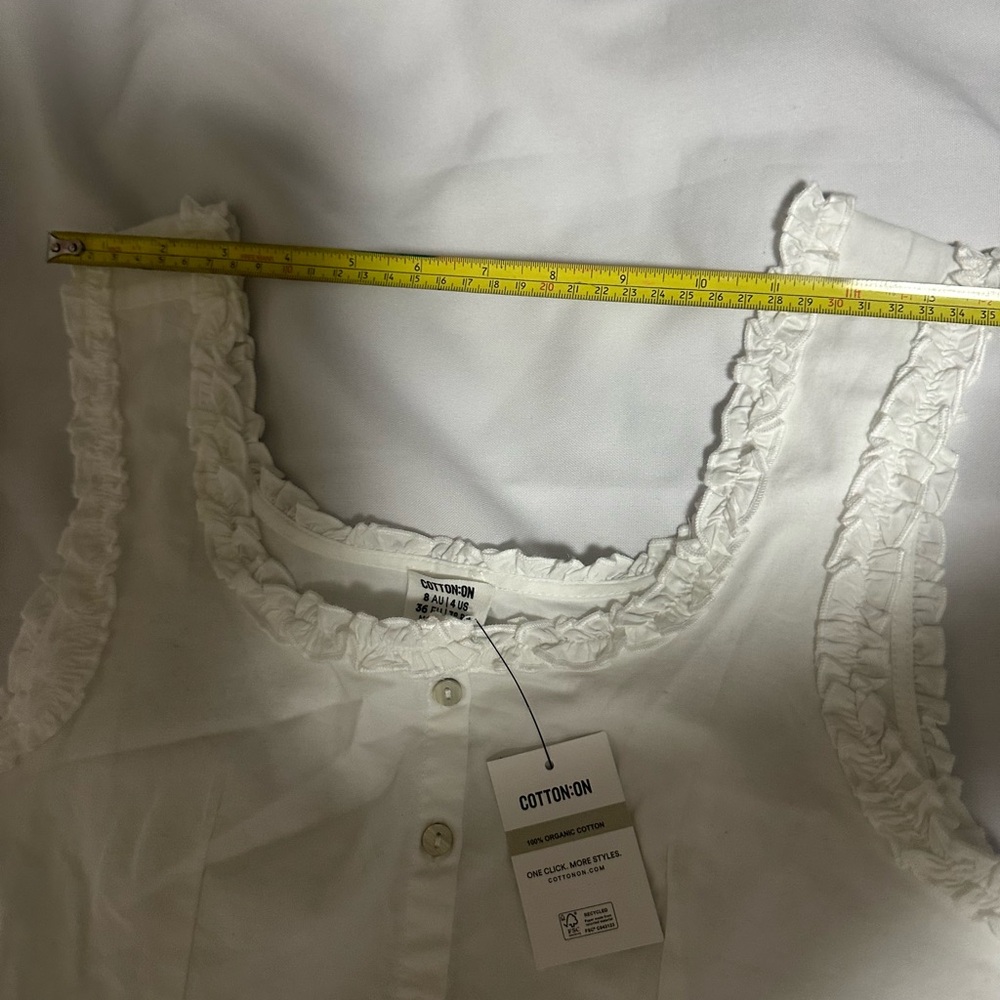 Cotton On White Ruffle-Trim Cropped Tank Top size 4 sleeveless NWT - Picture 6 of 15